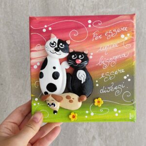 Tela 15cm x 15cm animali - gattini e cagnolino