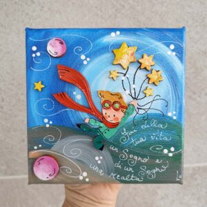 Tela 15cm x 15cm piccolo principe stelline