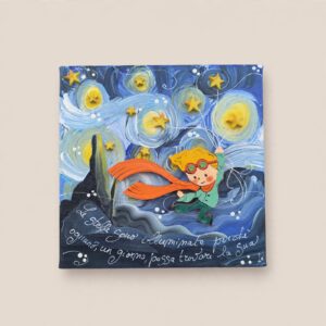 Tela 20cm x 20cm piccolo principe stelline