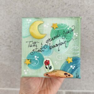 Tela 10cm x 10cm piccolo principe rosa luna