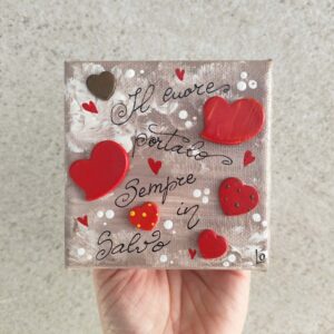 Tela 10cm x 10cm cuoricini rossi