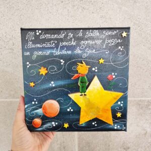 Tela 20cm x 20cm Piccolo Principe e stella grande