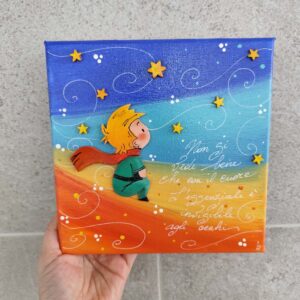Tela 20cm x 20cm piccolo principe e stelline
