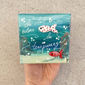 Tela 10cm x 10cm mare - pesciolini