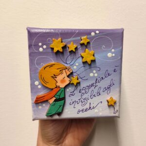 Tela 10cm x 10cm piccolo principe stelline