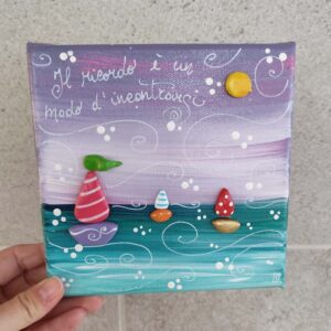 Tela 15cm x 15cm mare - barchette e sole