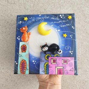 Tela 15cm x 15cm animali - gattini sui palazzi