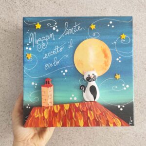 Tela 20cm x 20cm animali - gattino e stelline