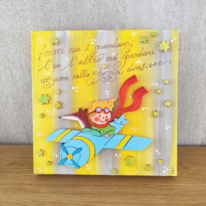Tela 30cm x 30cm Piccolo Principe su aeroplano