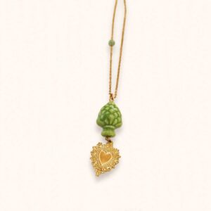 Collana pigna ceramica con cuore sacro